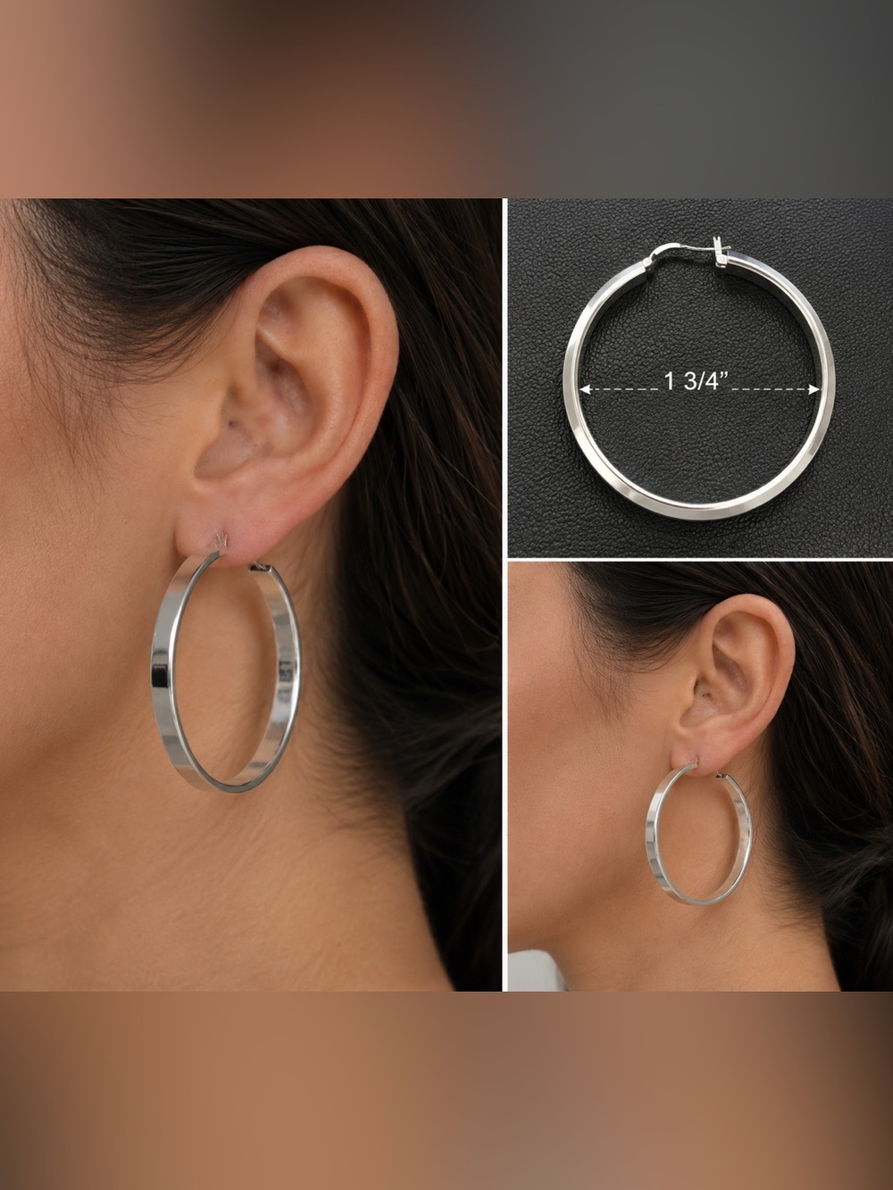Elegant silver tone Hoop Earrings